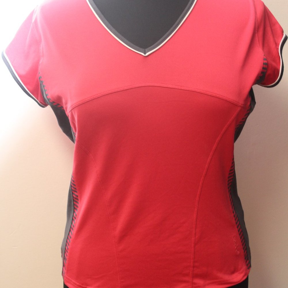 Bolle Women's Red Gray White Athletic Tennis Top XL